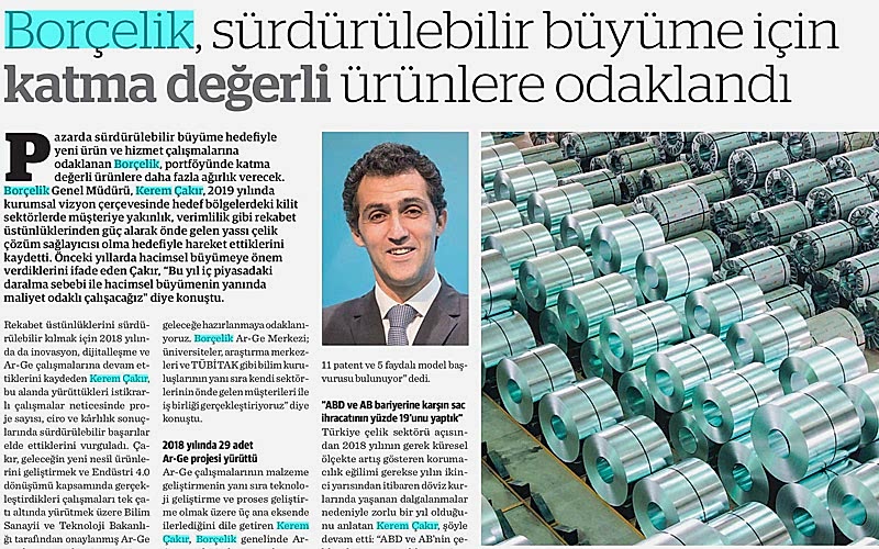 Borçelik, Sürdürülebilir Büyüme İçin Katma Değerli Ürünlere Odaklandı